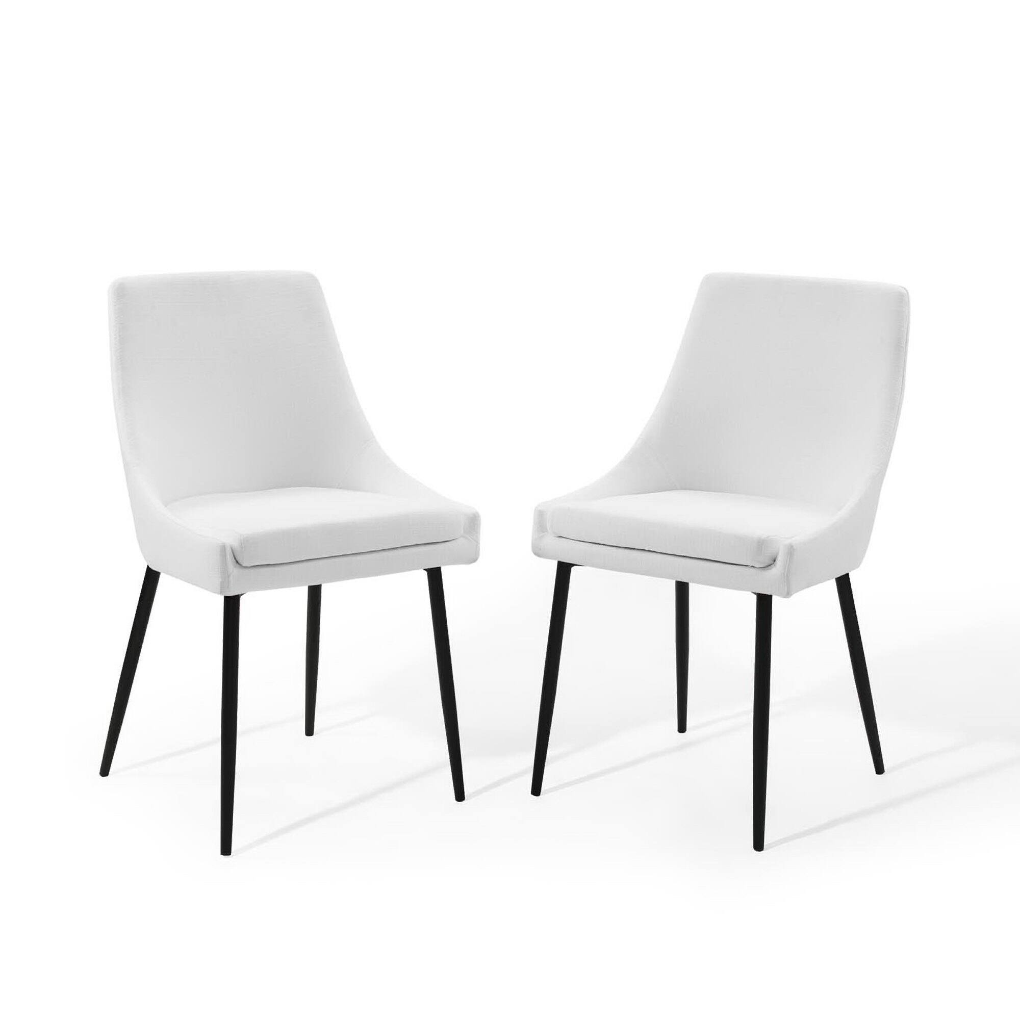 Angle. Modway - Viscount Upholstered Fabric Dining Chairs Set of 2 by Modway - Black White.