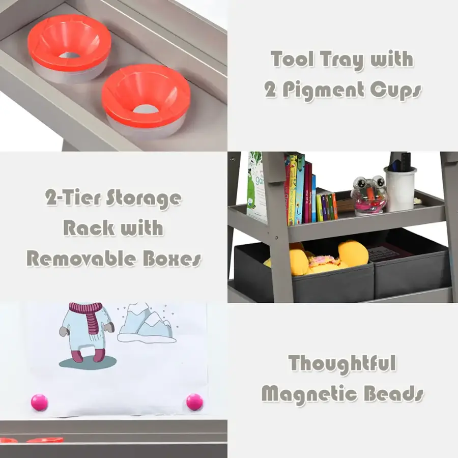 Tool Tray with 2 Pigment Cups, 2-Tier Storage Rack with Removable Boxes, and Thoughtful Magnetic Beads.