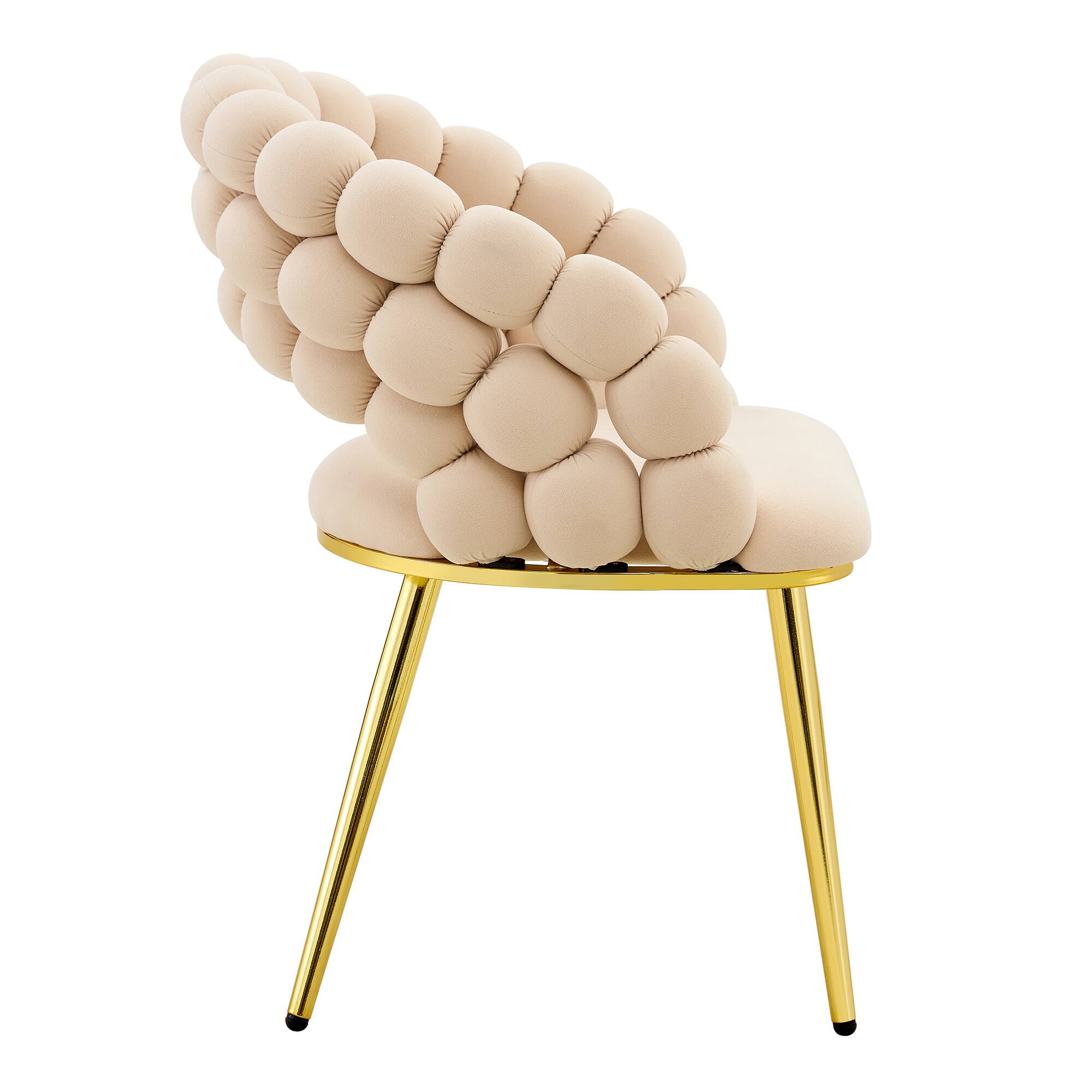 Alt View 10. Loheer - Loheer Dining Chairs Set of 2 Beige Velvet Bubble Accent Chairs for Dining Room Kitchen with Gold Legs 2.1 ft - Beige,Gold.