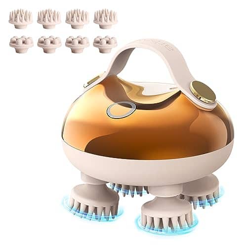DORLUKFU - Electric Scalp Massager Head Massager Scalp Stress Relax, 5 in 1 Kneading 128 Massage Nodes, Waterproof Hair Massage