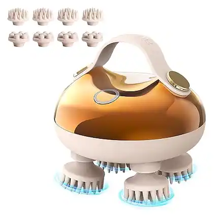 Front. DORLUKFU - Electric Scalp Massager Head Massager Scalp Stress Relax, 5 in 1 Kneading 128 Massage Nodes, Waterproof Hair Massage.