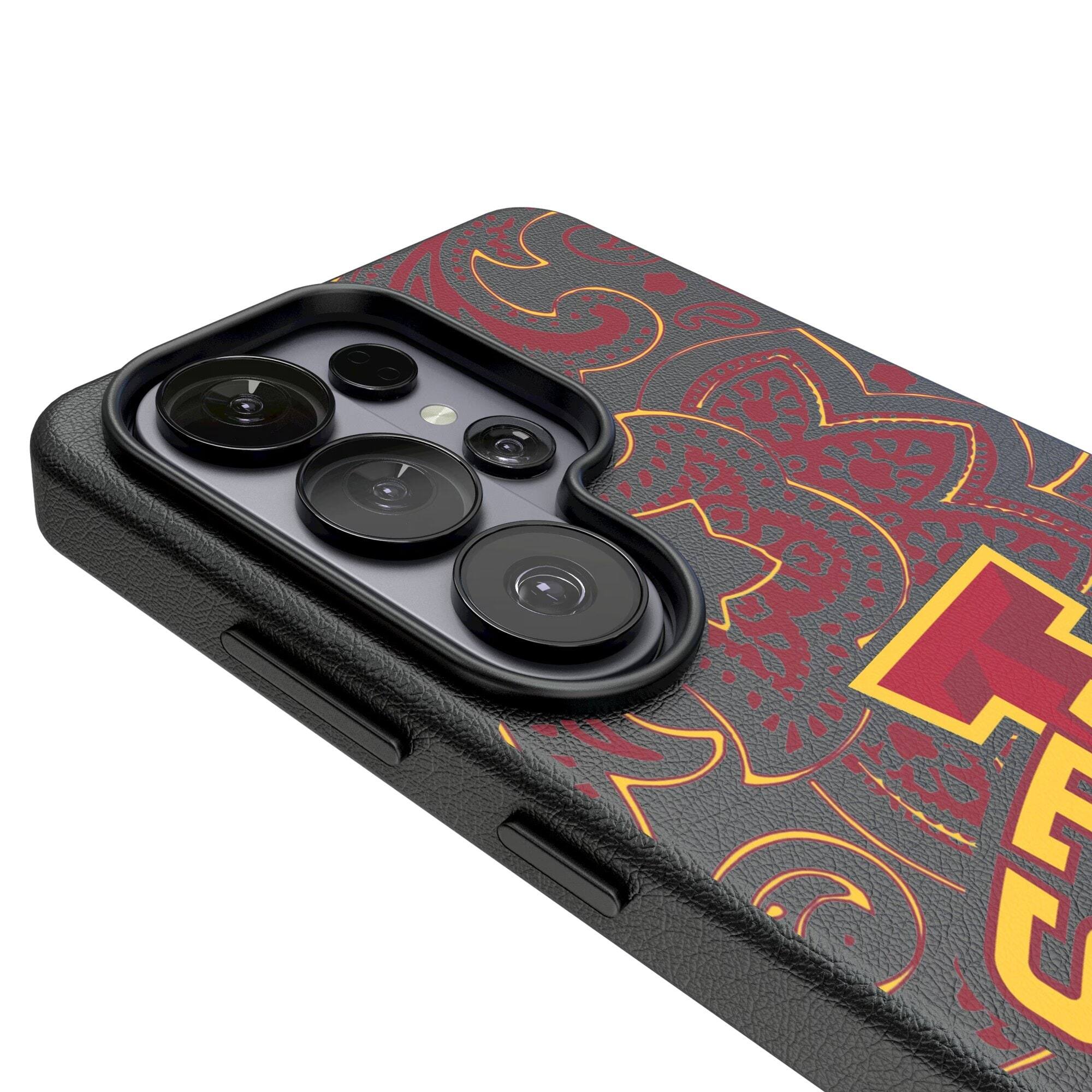 Alt View 2. Keyscaper - Iowa State Cyclones Paisley Galaxy Magnetic Bump Case - S25 Ultra - Black.