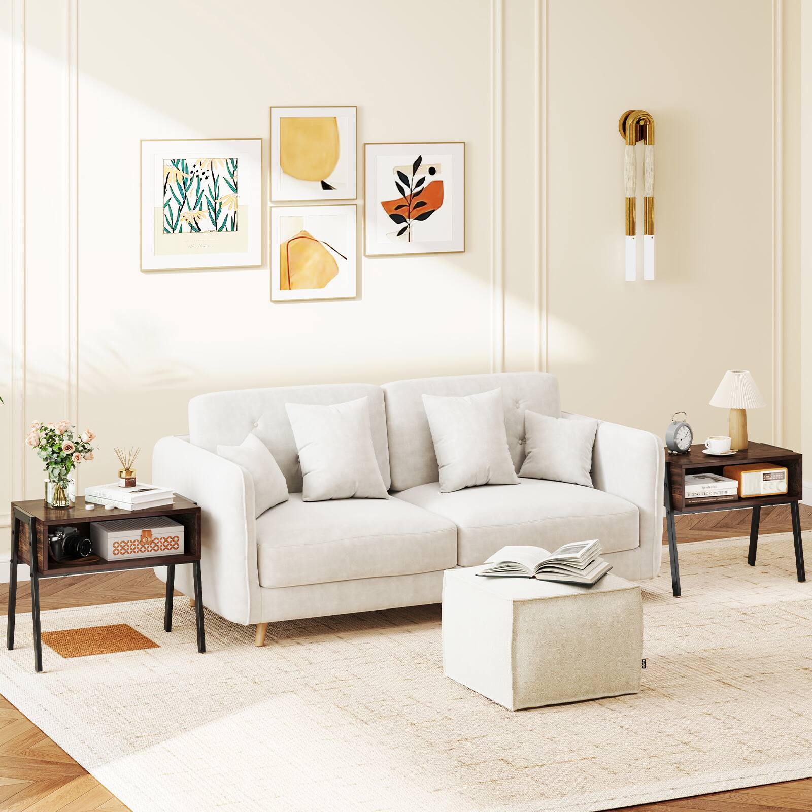 Alt View 1. Gymax - Gymax 2PCS Stackable End Table Night Stand Bedside Table Shelf Accent Table - Brown.