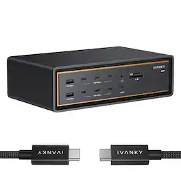 iVANKY - 26-in-1 FusionDock Dual Thunderbolt 5 chips Docking Station quad 6K/triple 8K for Mac M1-M5 with TB 5 Cable
