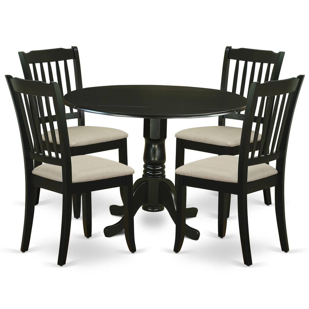 Back. East West Furniture - Dining Room Set Black - Brown.