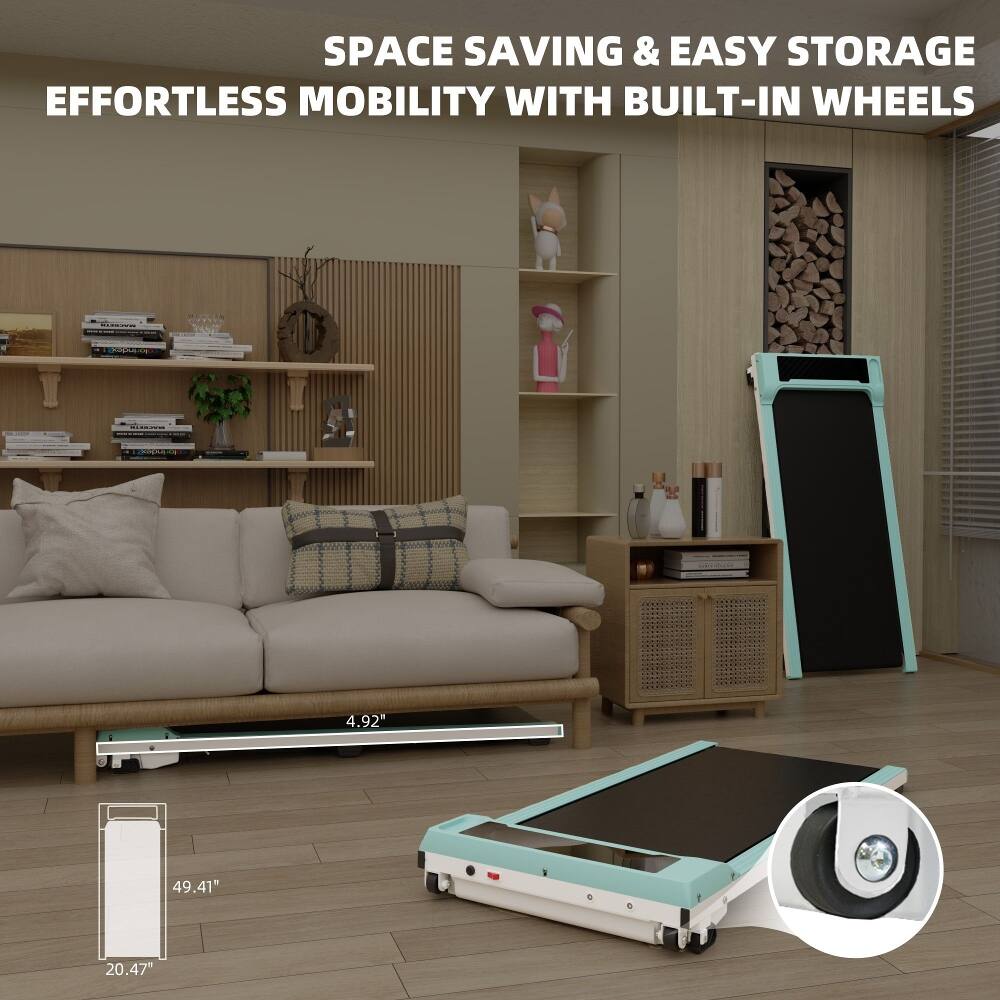 SPACE SAVING & EASY STORAGE  
EFFORTLESS MOBILITY WITH BUILT-IN WHEELS  

H 4.92"  
49.41"  
20.47"