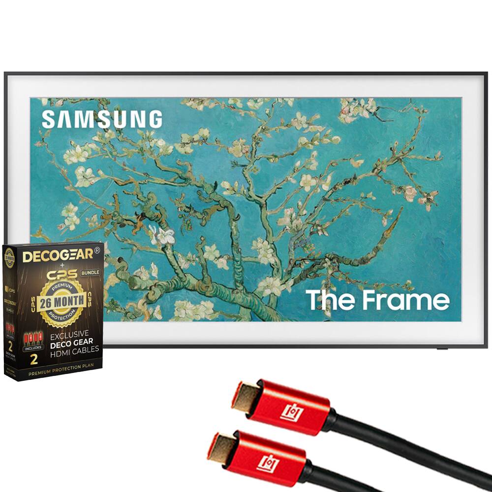 SAMSUNG  
The Frame  

DECOGEAR  
CPS BUNDLE  
PREMIUM  
26 MONTH CPS PROTECTION  
EXCLUSIVE!  
DECO GEAR 2 IN 1  
INCLUDES CABLES HDMI 2  
PREMIUM PROTECTION PLAN