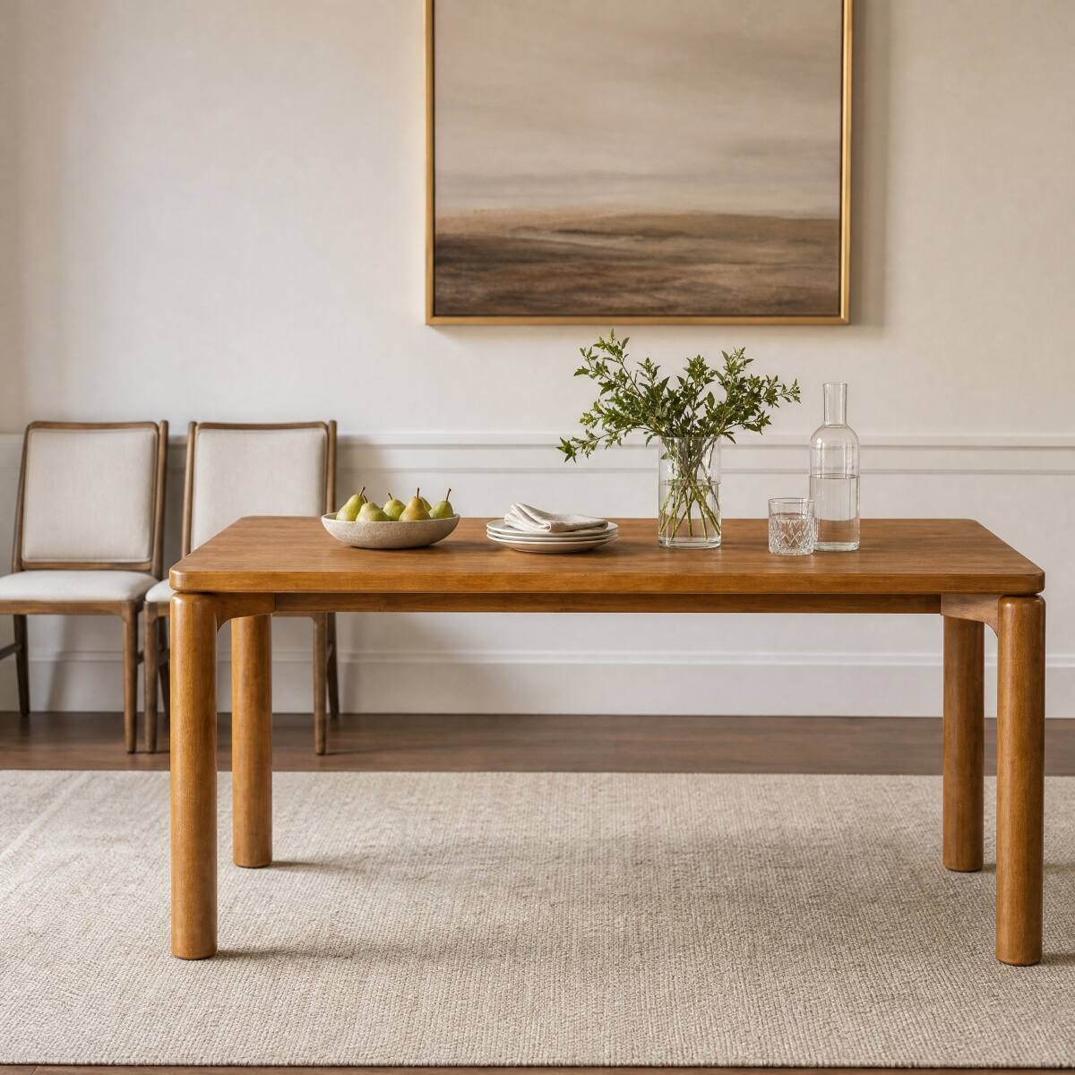 Alt View 2. Loheer - Loheer Solid Rubber Wood Dining Table, Walnut Rectangular Table for 6 to 8, 70.28 in. - Walnut.
