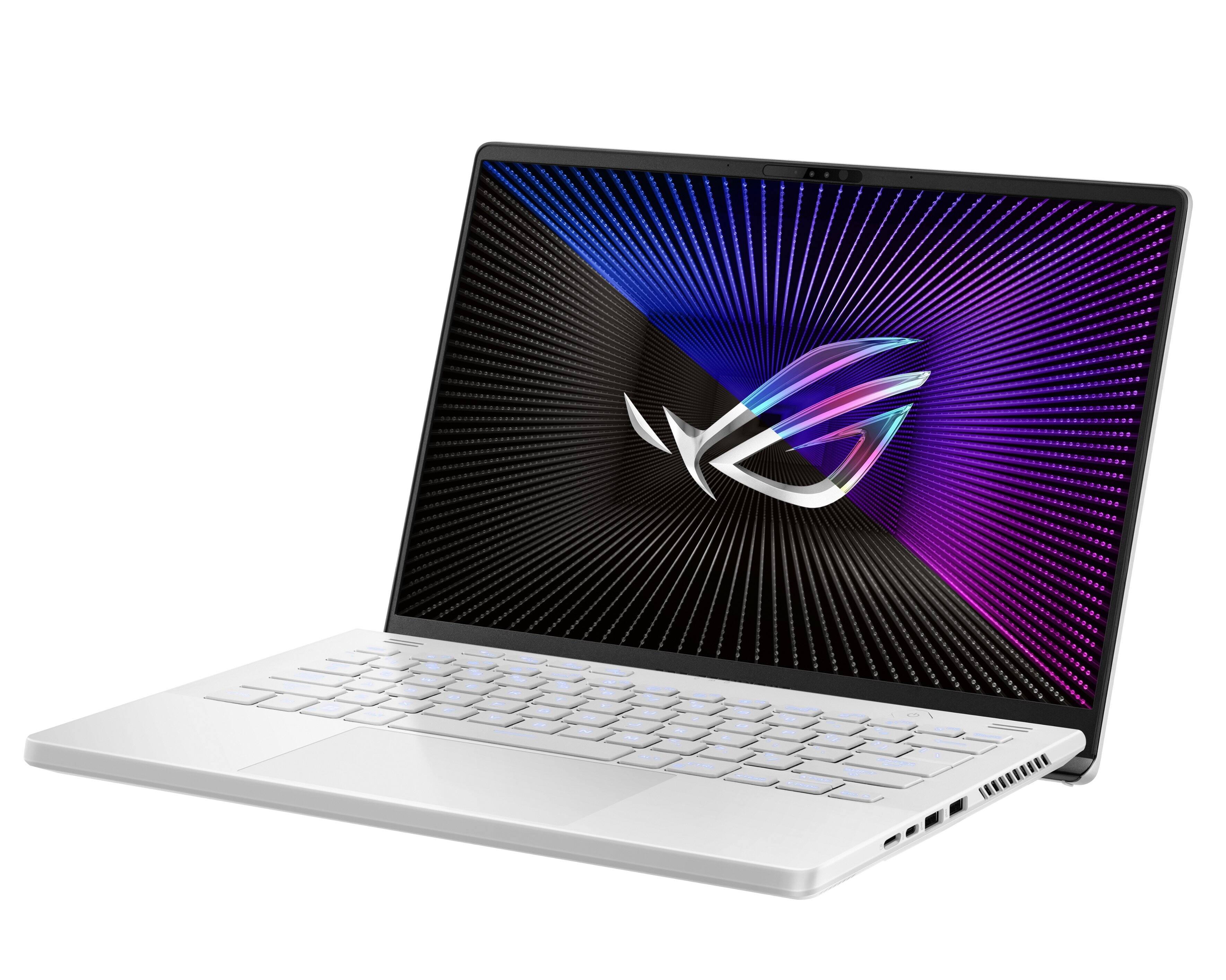 Angle. ASUS - ROG Zephyrus 14" 165Hz Gaming Laptop QHD - AMD Ryzen 9 7940HS with 32GB Memory - NVIDIA GeForce RTX 4090 - 1TB SSD - White.