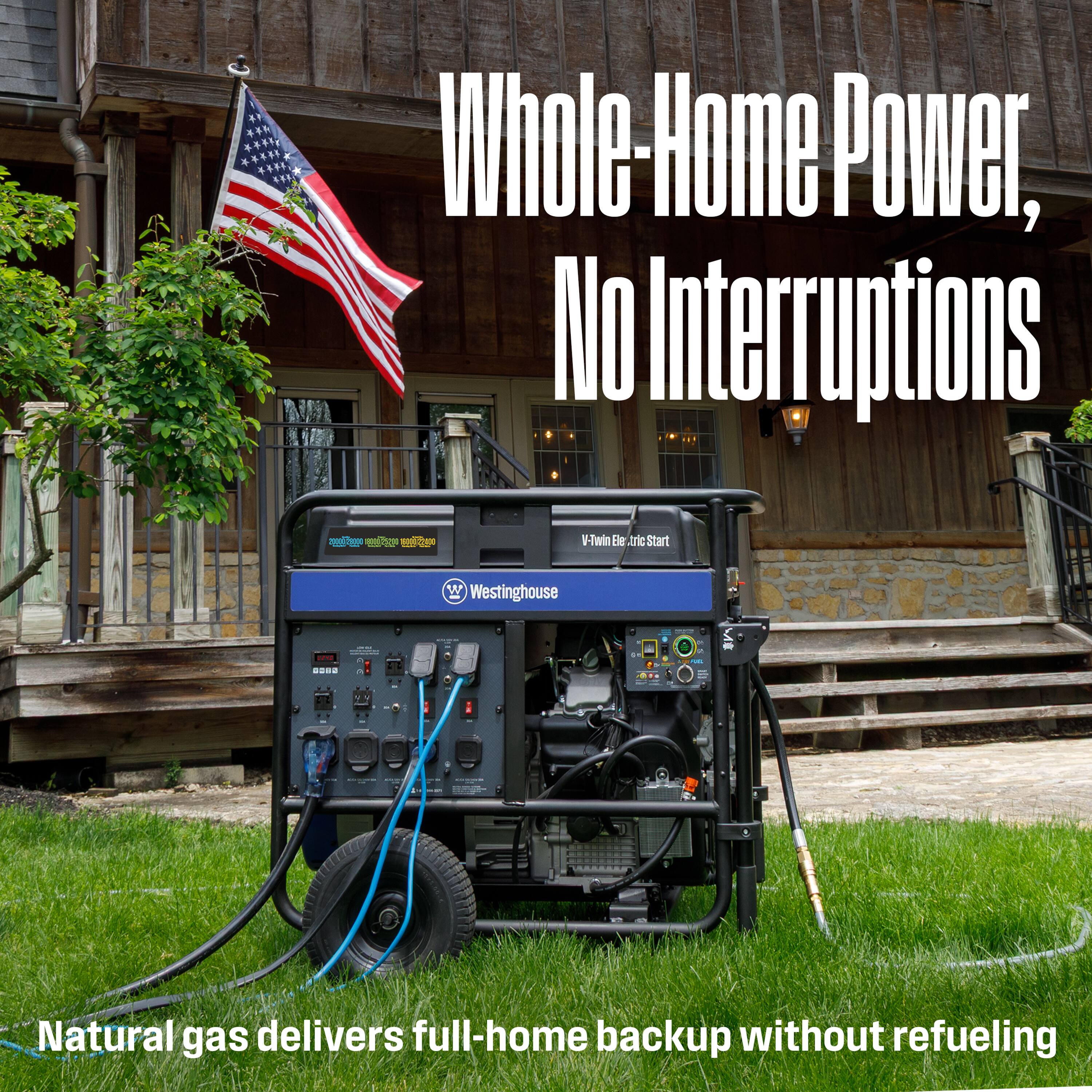 Whole-Home Power, No Interruptions

Natural gas delivers full-home backup without refueling