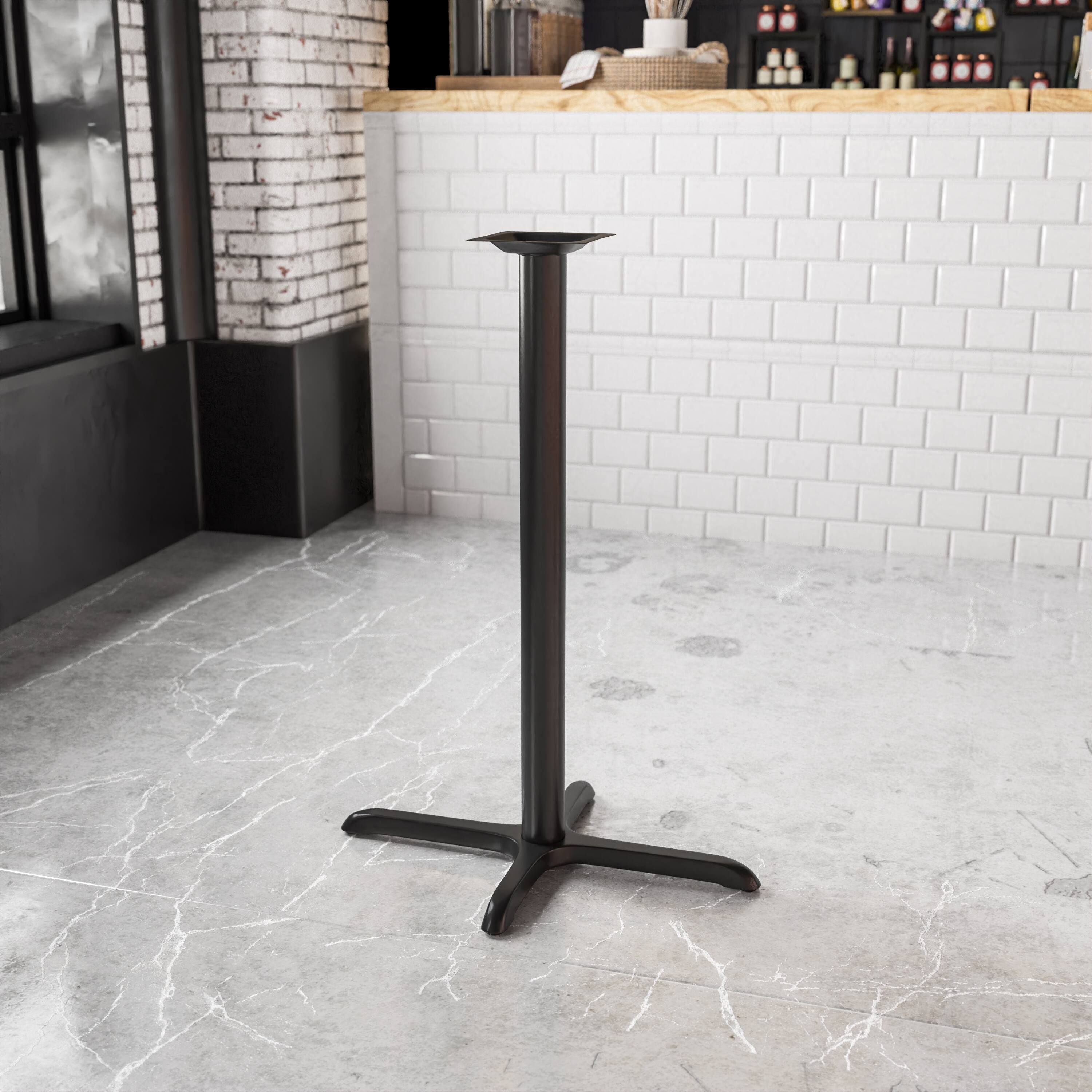 Angle. Flash Furniture - Beverly 23.5'' x 29.5'' Restaurant Table X-Base with 3'' Dia. Bar Height Column - Black.