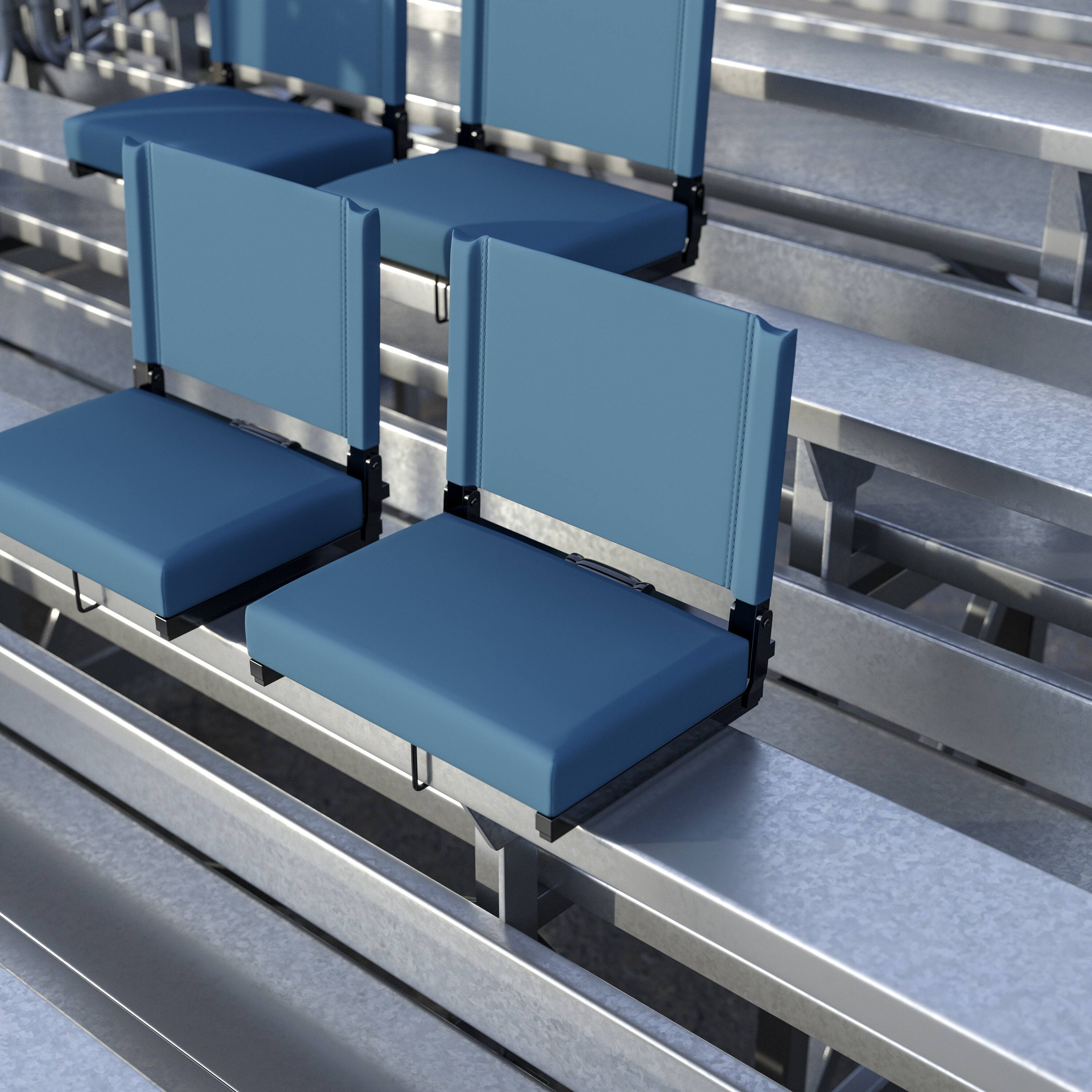 Alt View 2. Emma + Oliver - Set of 2 500 lb. Rated Lightweight Stadium Chair with Ultra-Padded Seat - Teal.