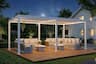 PURPLE LEAF - Louvered Pergola with LED Strip Lights Outdoor White Aluminum Hardtop Gazebo with Adjustable Roof for Patio Garden Yard - Not provided