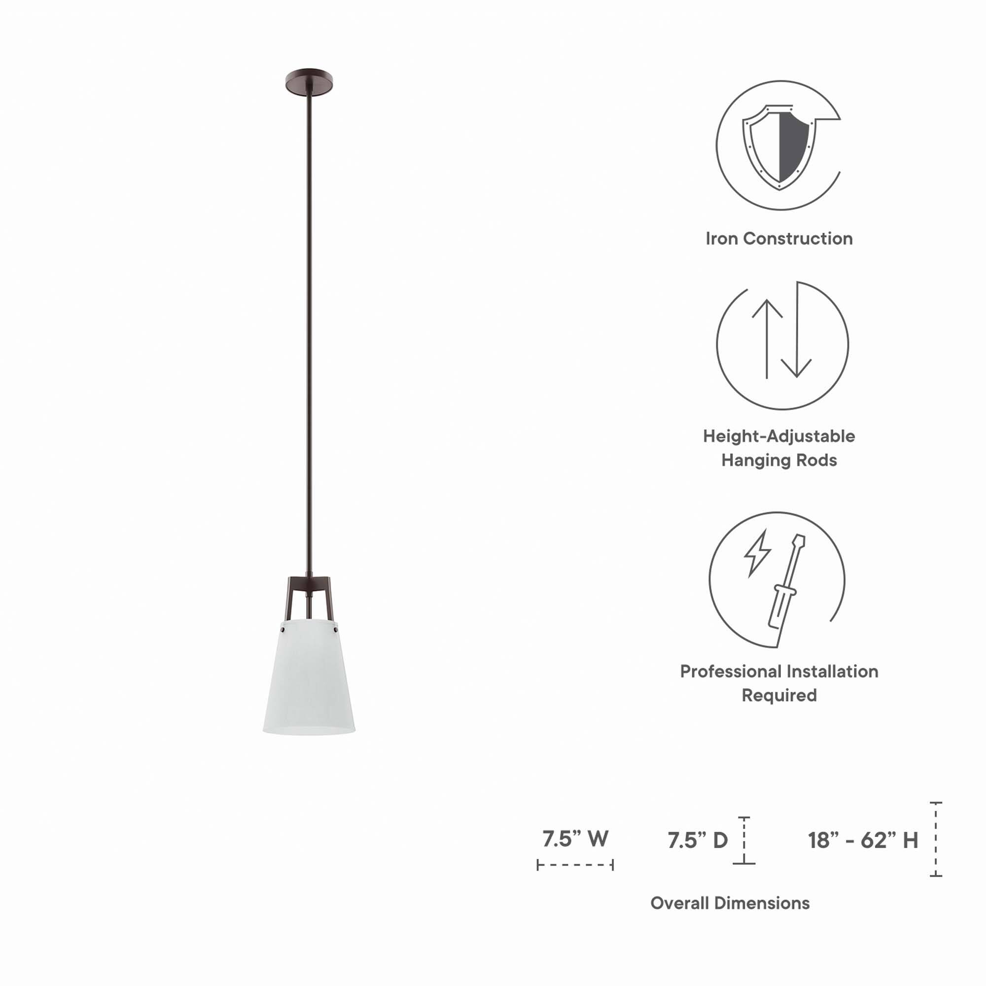 Iron Construction  
Height-Adjustable Hanging Rods  
Professional Installation Required  

Overall Dimensions:  
7.5" W x 7.5" D x 18" - 62" H