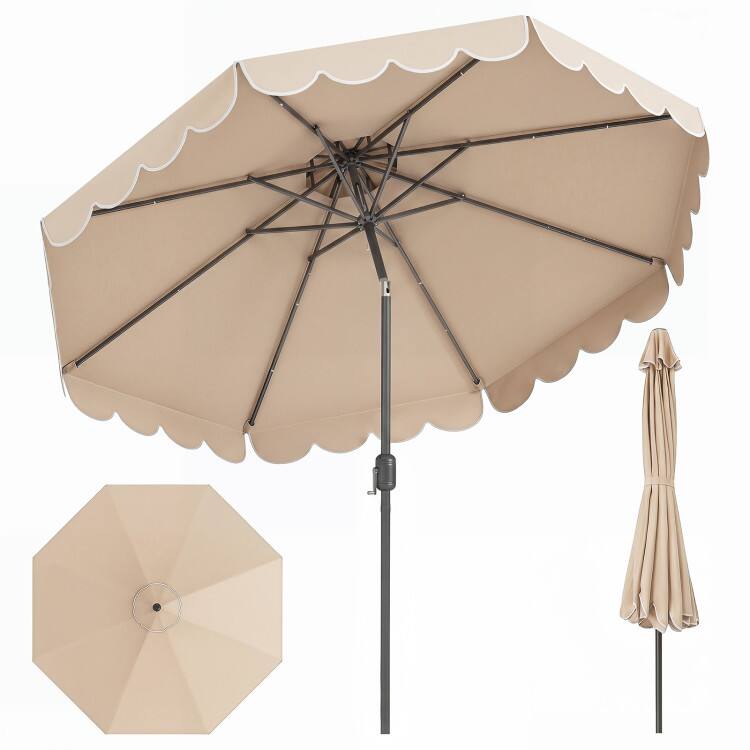 Alt View 5. Mondawe - 10 FT Patio Umbrella Outdoor Market Umbrella Crank Tilt Adjustment - Beige.