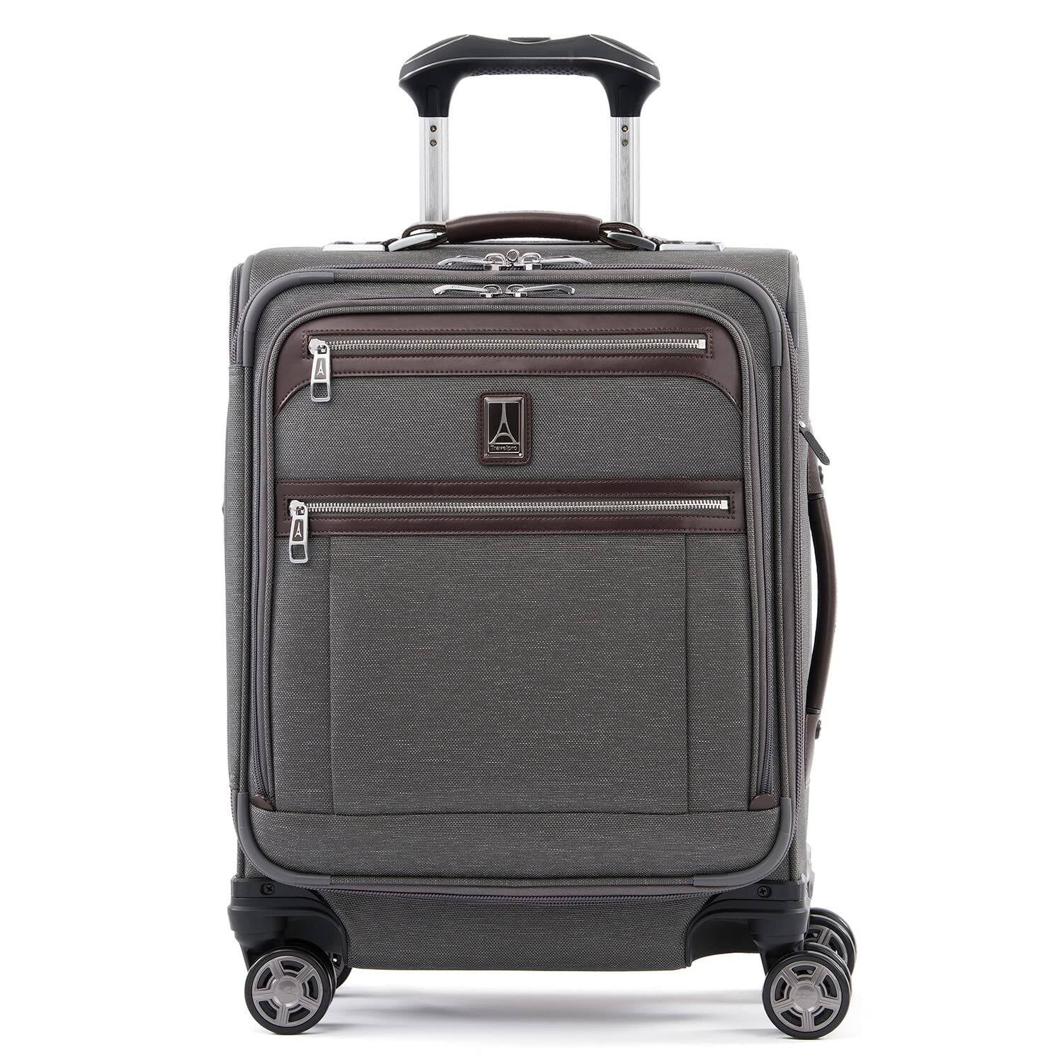 Back. Travelpro - Travelpro Platinum Elite Softside Expandable 19" Carry On Spinner - Vintage Grey.