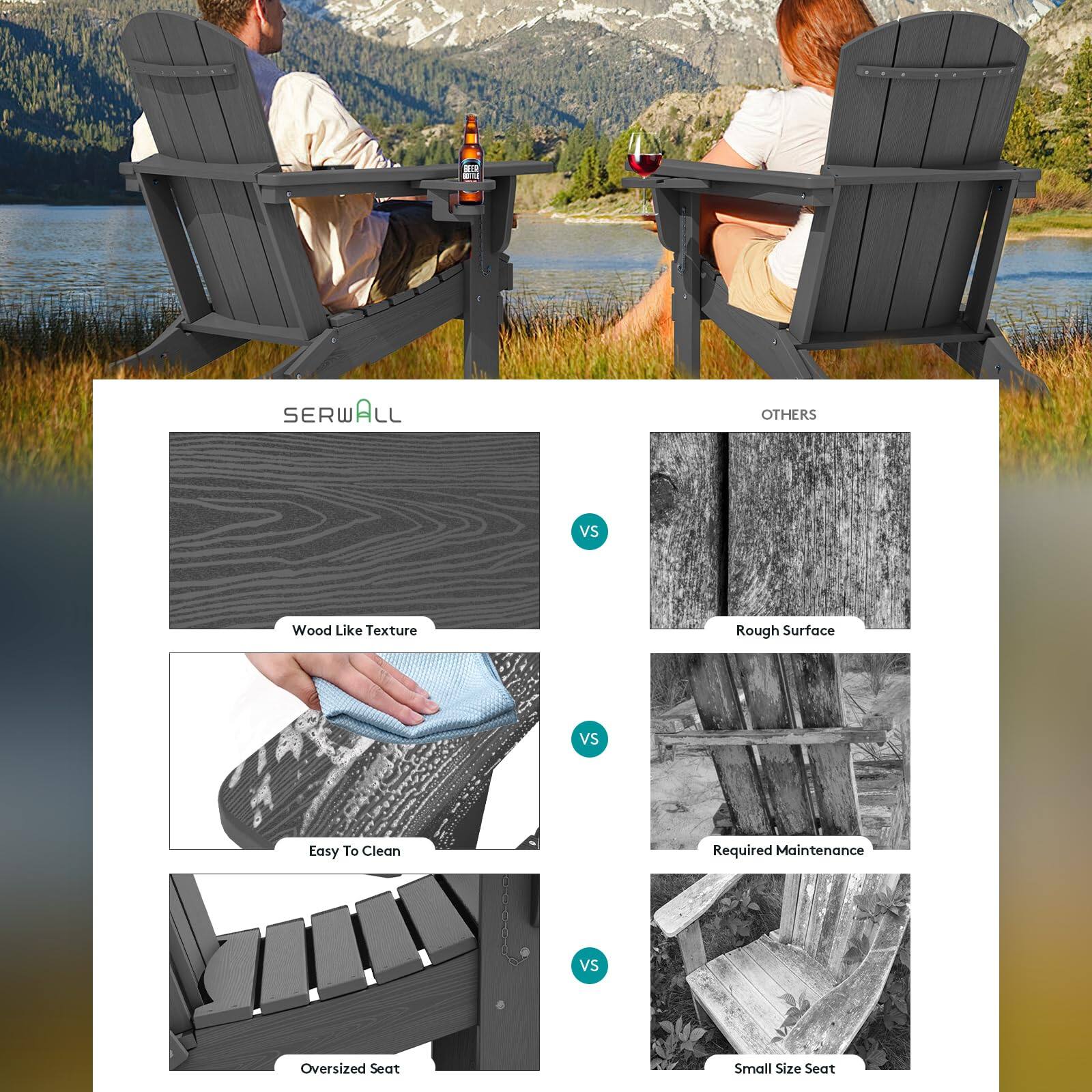SERWALL vs OTHERS

Wood Like Texture vs Rough Surface

Easy To Clean vs Required Maintenance

Oversized Seat vs Small Size Seat