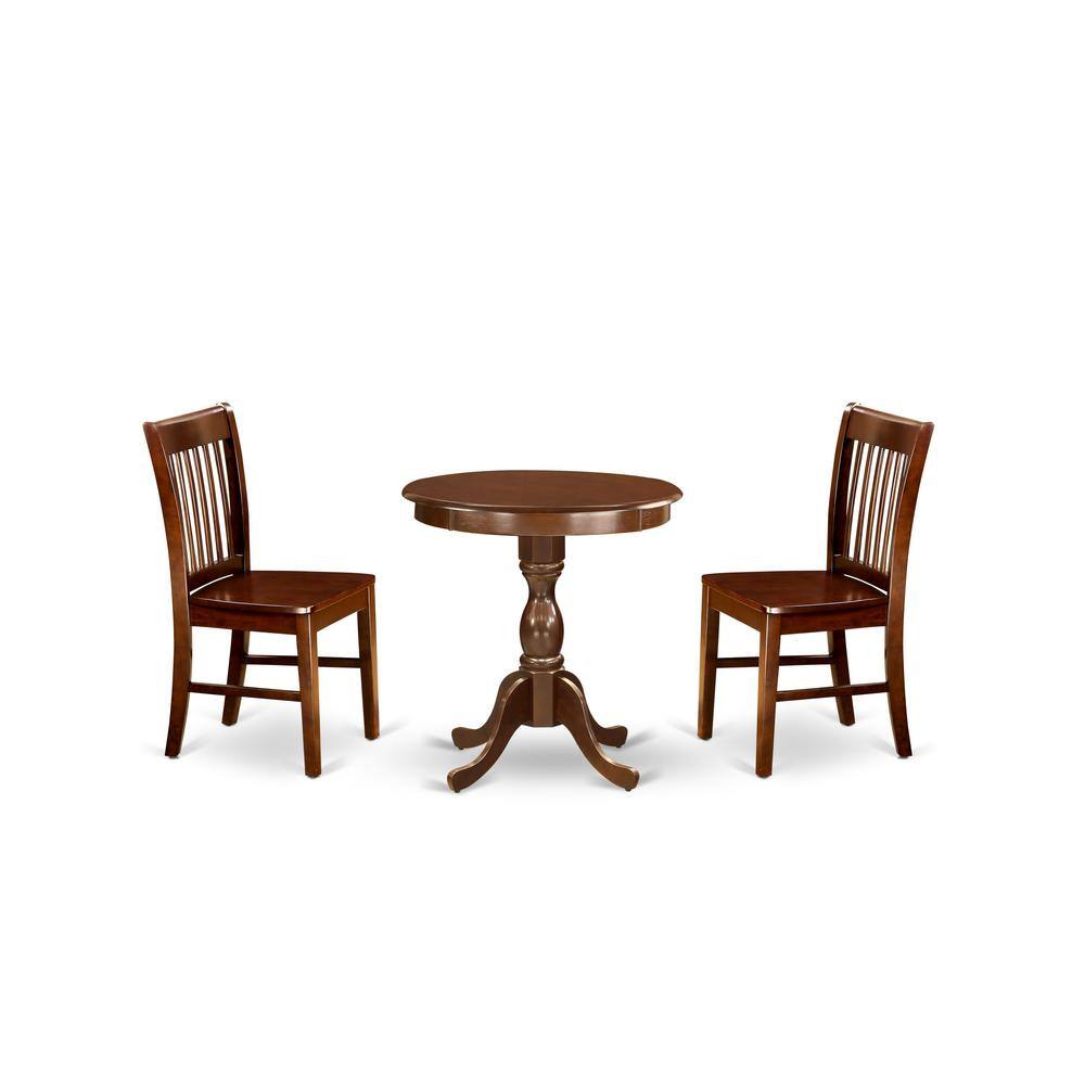 Angle. East West Furniture - East West Furniture - ESNF3-MAH-W - 3-Pc Dining Room Table Set - 2 Wooden Dining Chairs and 1 Kitchen Dining Table - Mahogany.