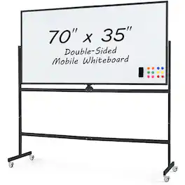 Gymax - 72'' x 36'' Double-Sided Magnetic Whiteboard with Stand and Aluminum Alloy Frame - Black