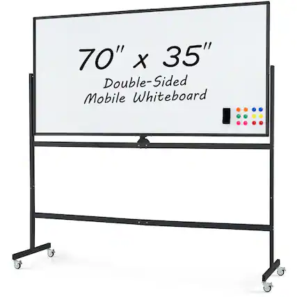70" x 35" Double-Sided Mobile Whiteboard