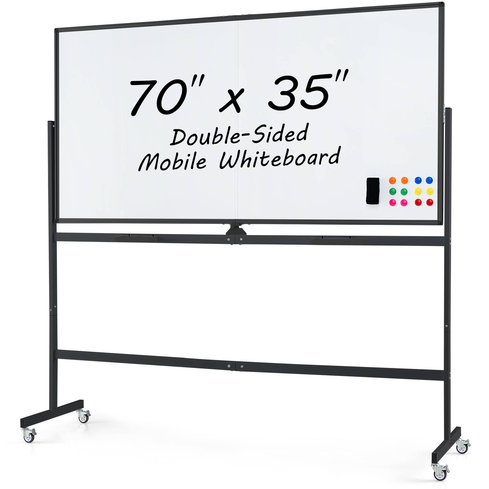 70" x 35" Double-Sided Mobile Whiteboard