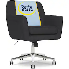 Home Office Chair in Serta Memory Foam Vanity Chair with Button Tufted Mid-Back Padded Arms Reclining Swivel Fabric - Charcoal Gray