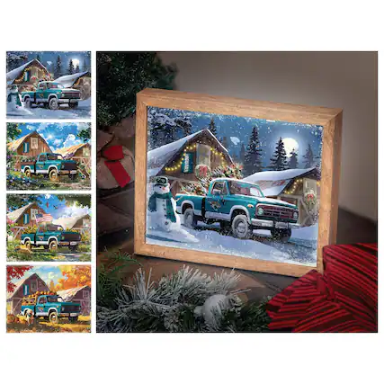 Front. Sporticulture - 12" x 11" Four Seasons LED Light Box - Teal.