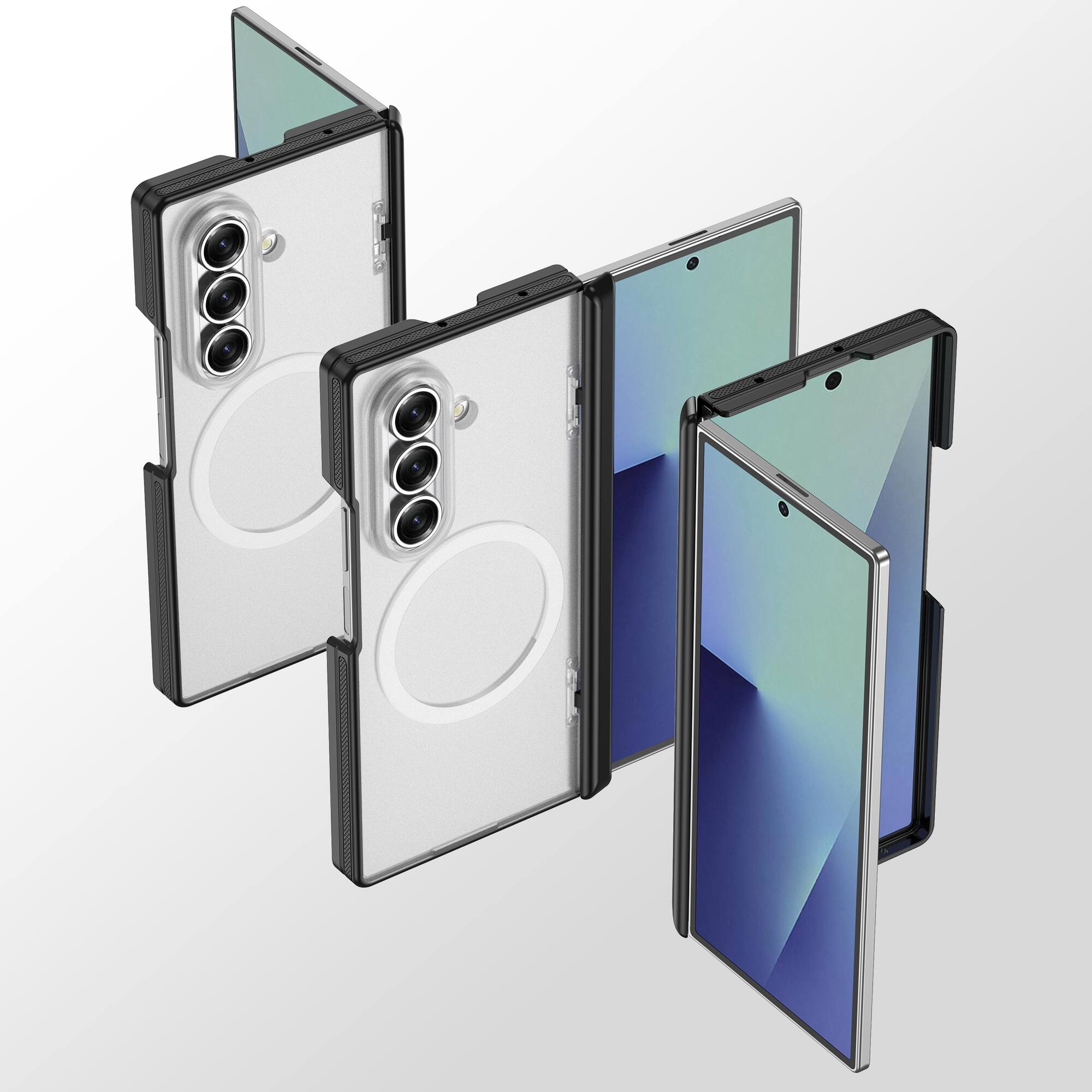 Angle. Dteck - Magnetic Matte Case for Samsung Galaxy Z Fold8 Ultra with Hinge Protection,Slim Hard PC Back Cover,No Front Frame Shell - Matteblack.