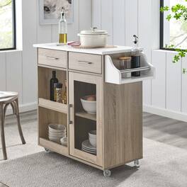 Culinary Kitchen Cart With Spice Rack by Modway - Oak White