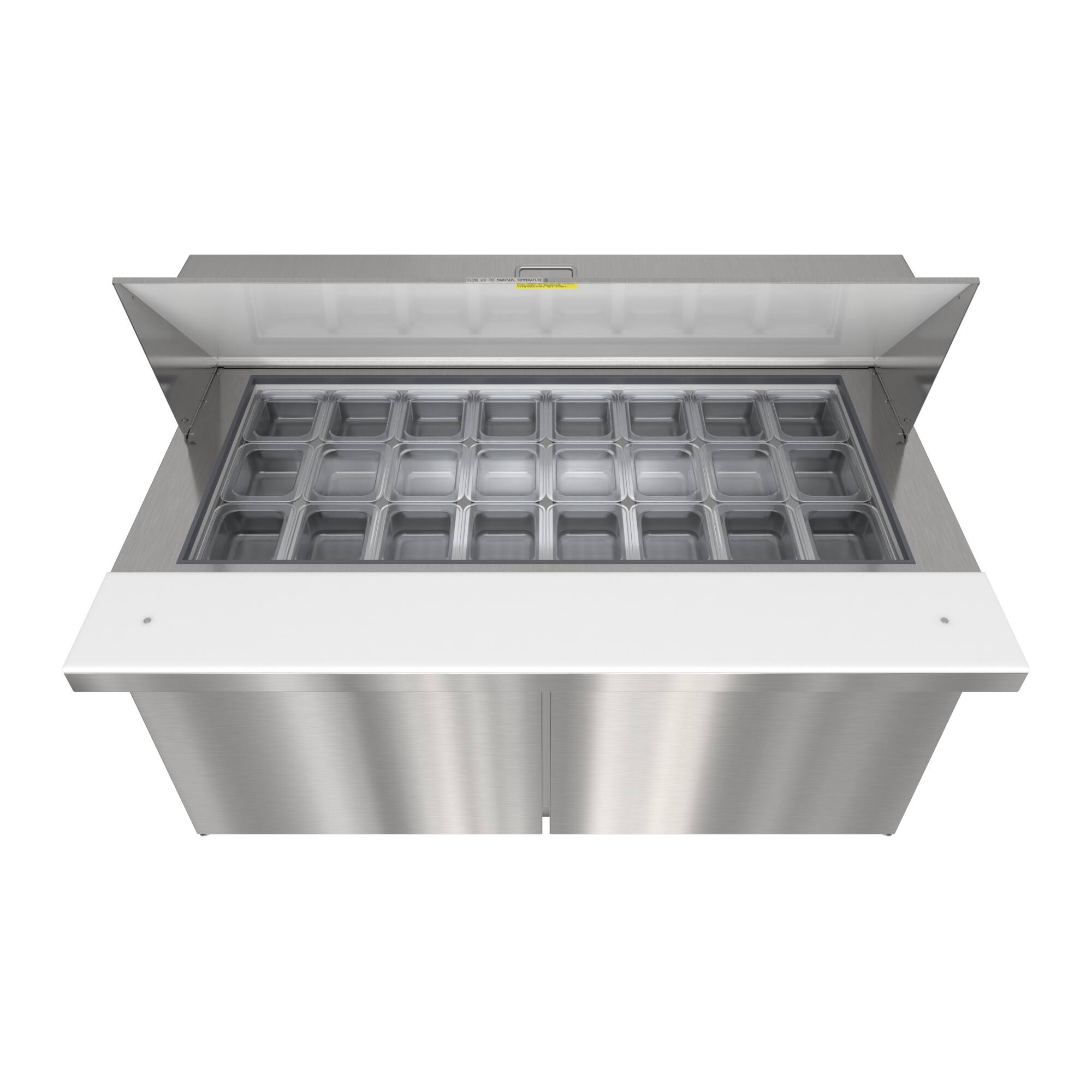 Alt View 3. Koolmore - 60 in. Commercial 2-Door Refrigerated Mega Salad and Sandwich Prep Table, 24 Pan Capacity and 18.4 Cu. Ft. of Storage - Stainless steel.
