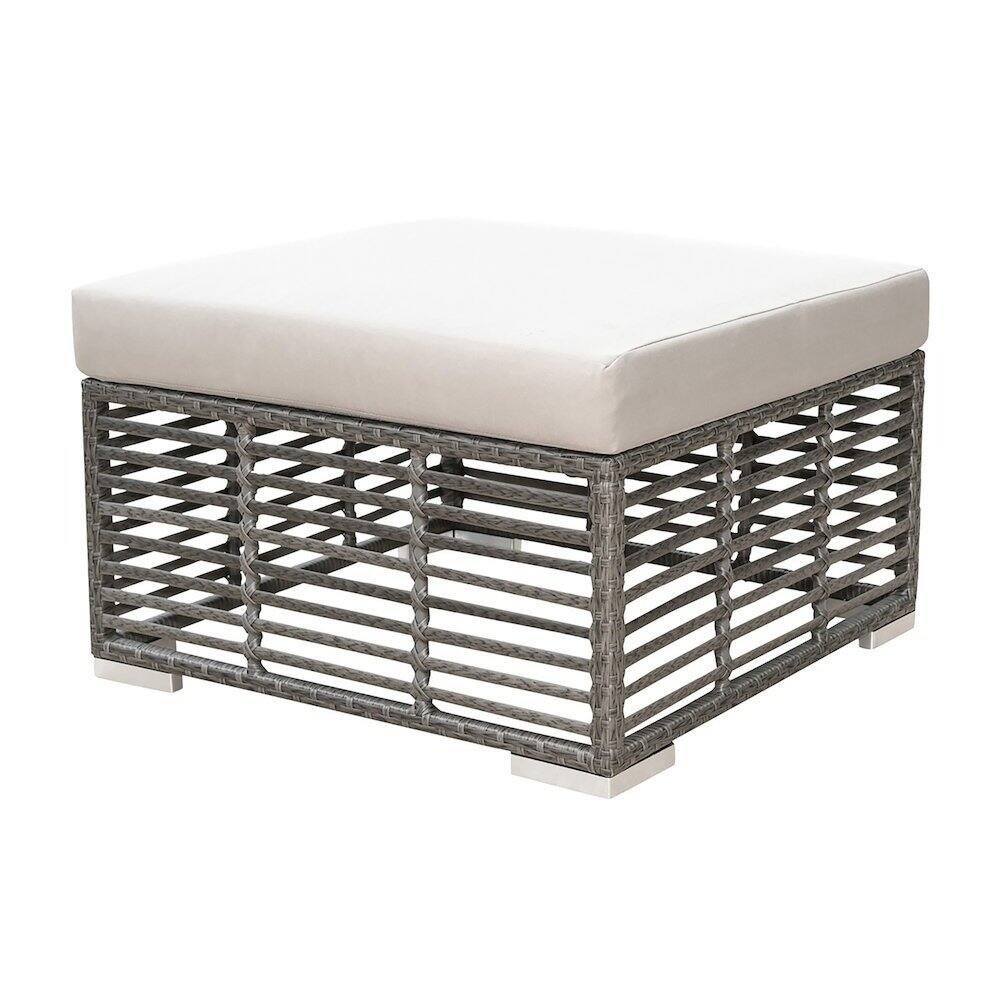 Angle. Panama Jack Outdoor - Panama Jack Graphite Square Ottoman with Cushion - Gray.