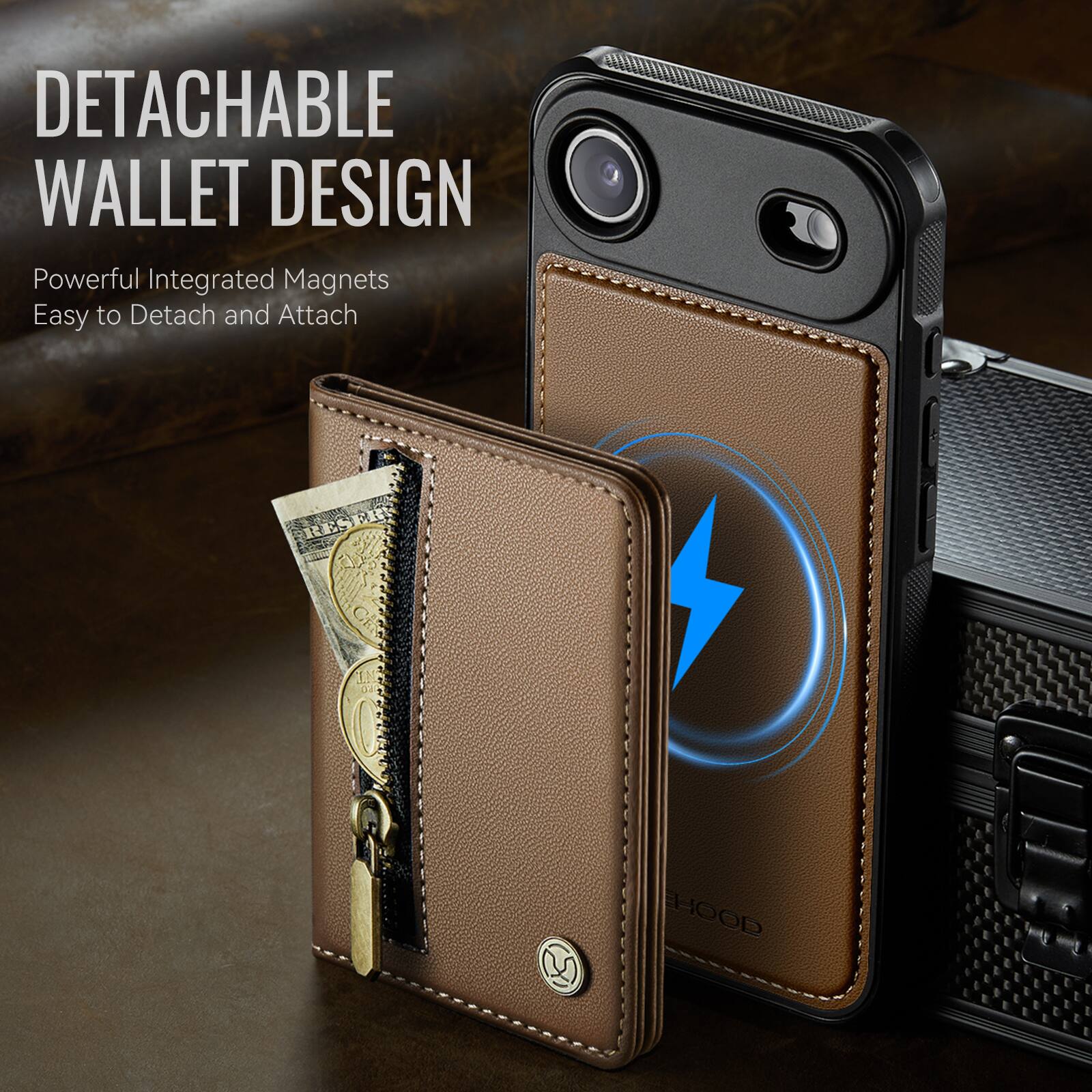 DETACHABLE WALLET DESIGN  
Powerful Integrated Magnets  
Easy to Detach and Attach