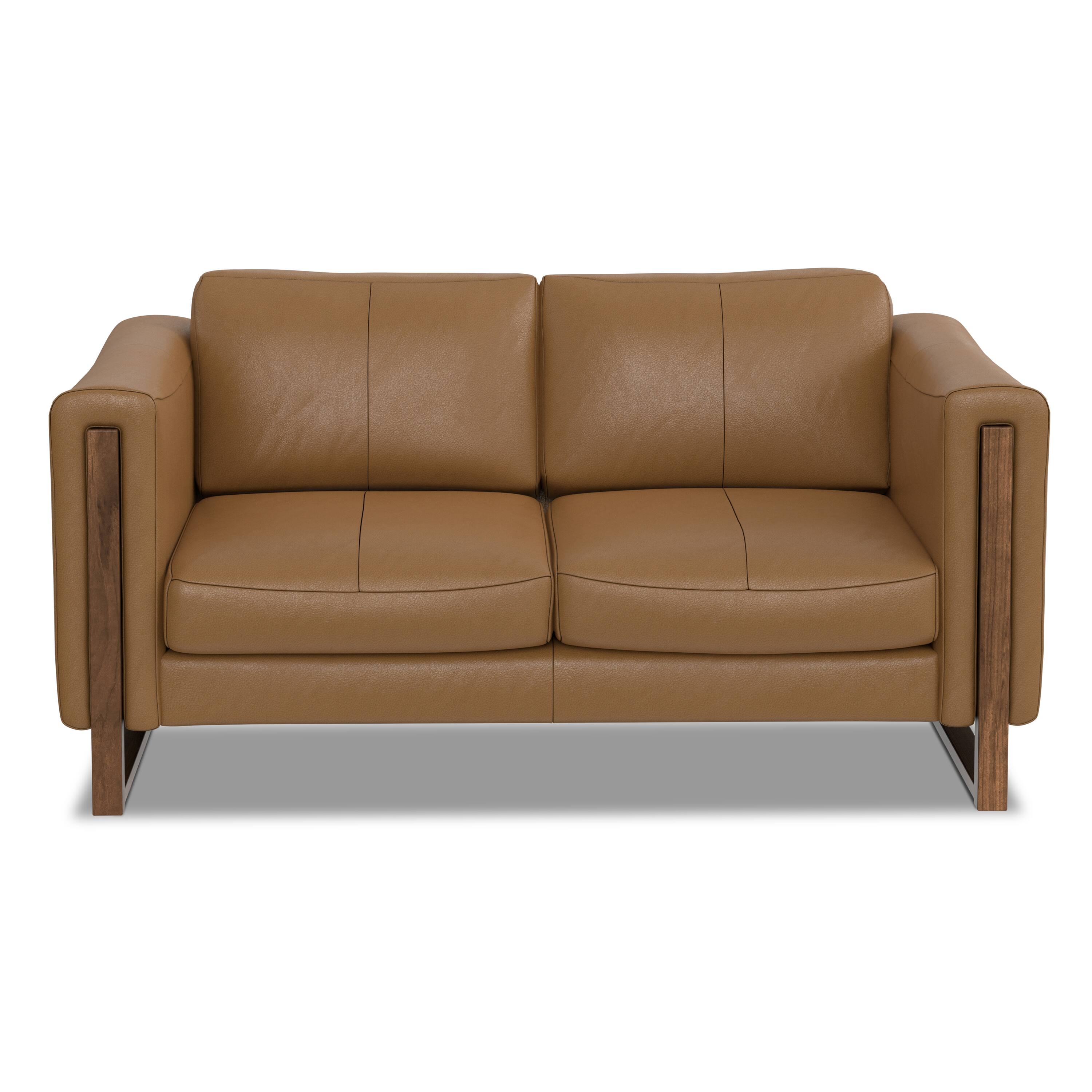 Alt View 3. Simpli Home - Richard Modern Contemporary 62 inch Wide Sofa in Butternut Brown Genuine Leather - Butternut Brown.