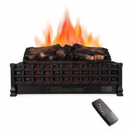 RYHNUYNE - 26 Inch Electric Fireplace 3D Log Set Insert – Freestanding Heater with Remote Control - Antique Black