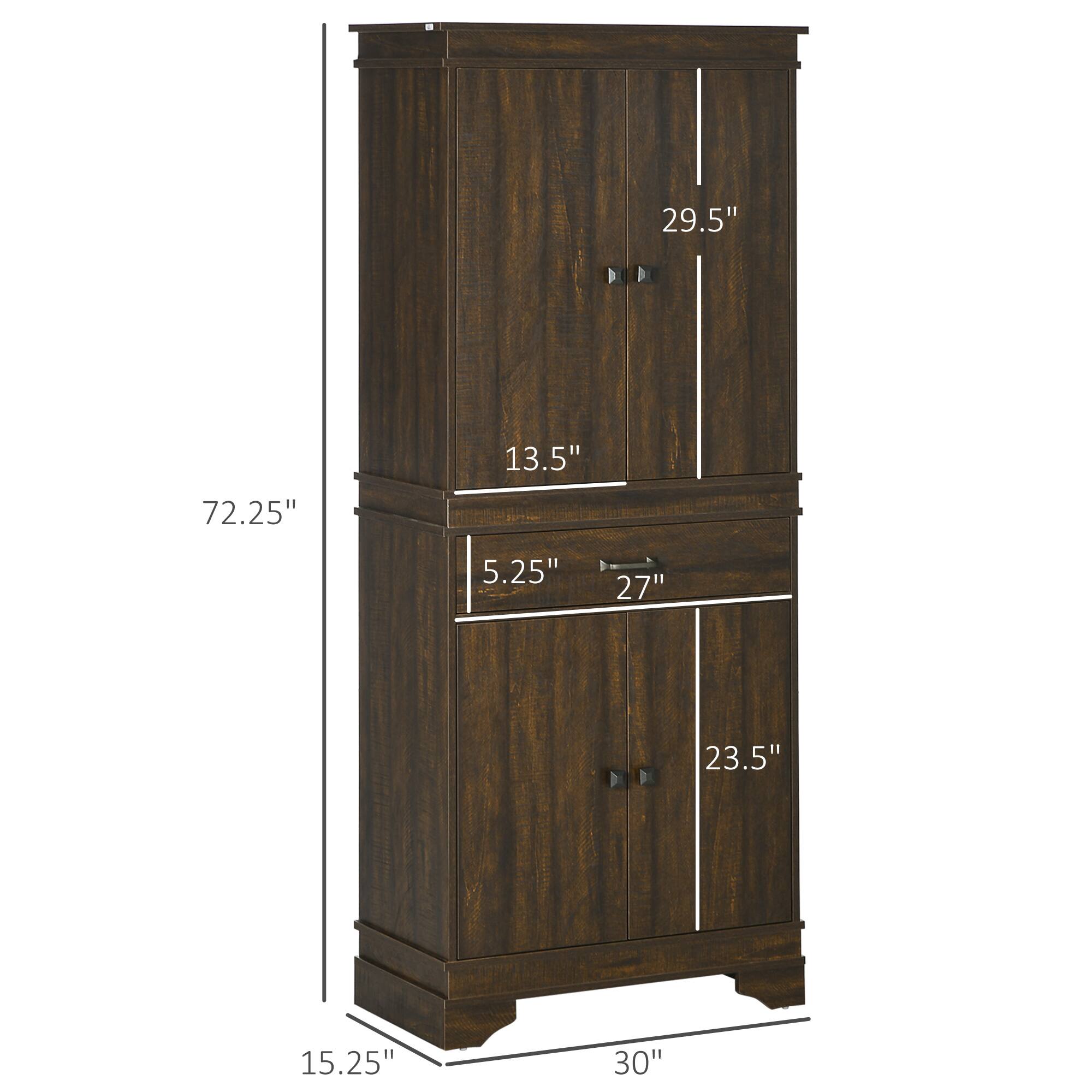 - Height: 72.25"
- Width: 30"
- Depth: 15.25"
- Top Cabinet Height: 29.5"
- Top Cabinet Depth: 13.5"
- Drawer Height: 5.25"
- Drawer Width: 27"
- Bottom Cabinet Height: 23.5"