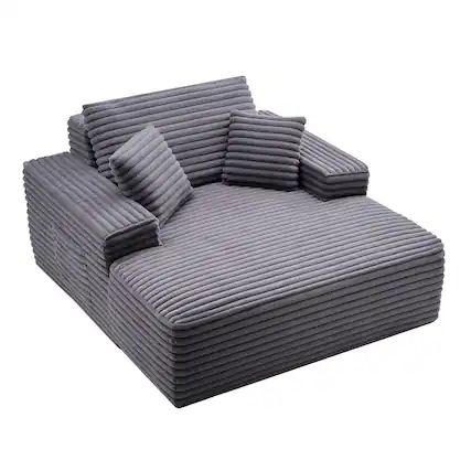 Front. VEVOR - Chaise Lounge Chair, 48 in Upholstered Indoor Recliner, Modern Oversized Reading Sofa with Cushions & Armrests - Gray.
