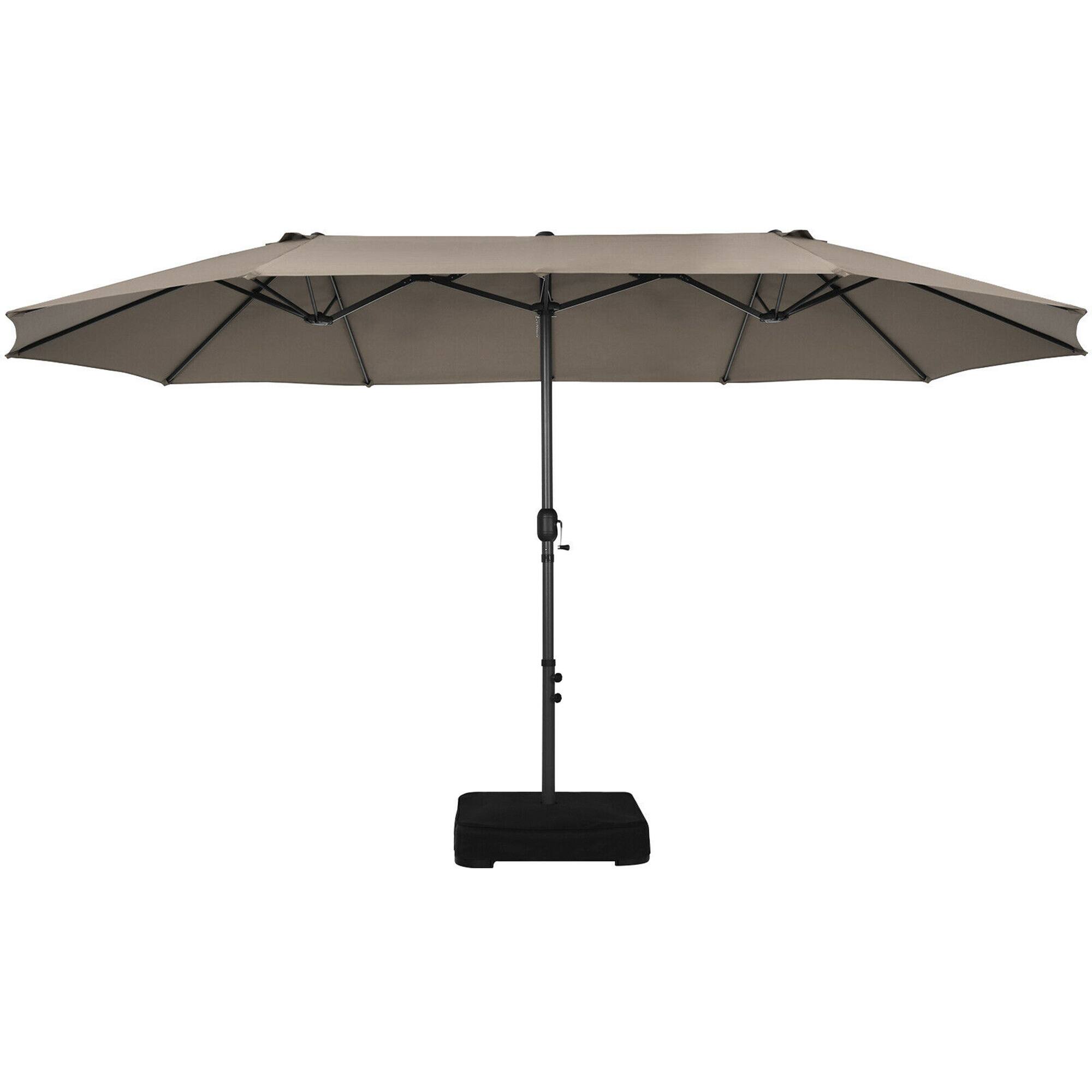 Alt View 6. Gymax - Gymax 15 ft Double-Sided Patio Umbrella Market Twin Umbrella w/ Enhanced Base Coffee - Coffee.