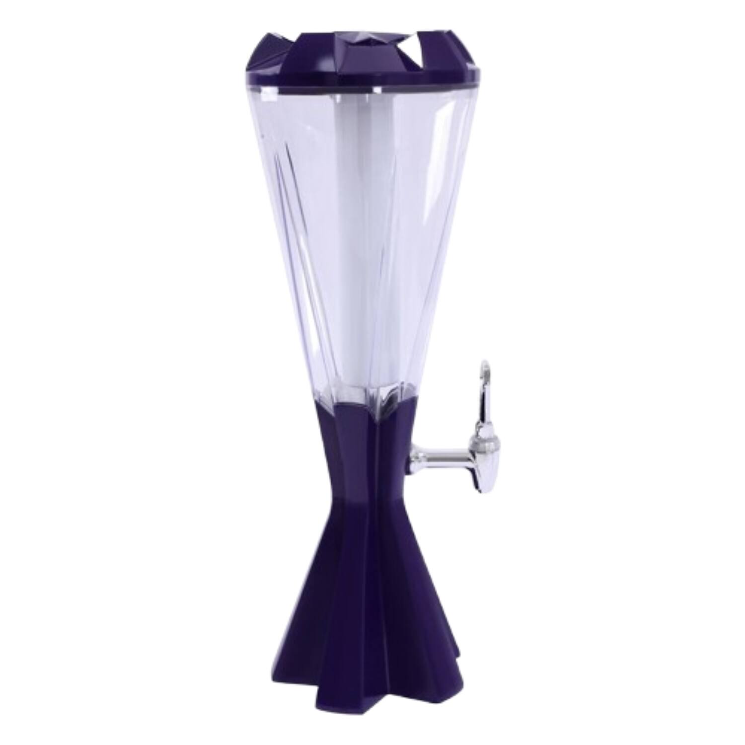 Front. Home Collection - Beer Tower Dispenser 3L Beverage Drink Dispenser with LED Light - Purple with Transparent Container.