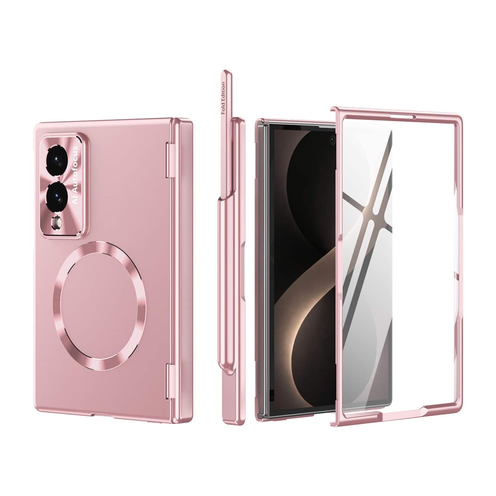 Dteck - For Samsung Galaxy Z Fold8 Rugged Shockproof Magnetic Case 2 Hinge Cover with Stylus and Screen Protector Included - Pink price history on PriceWatchPro