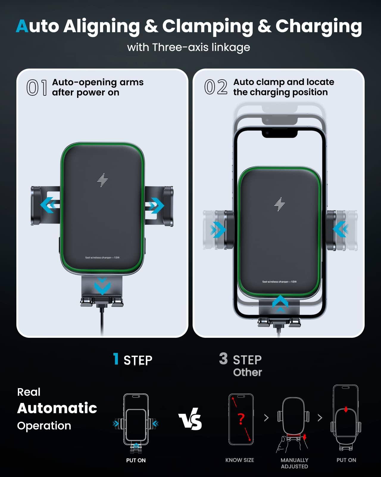 Auto Aligning & Clamping & Charging with Three-axis linkage

01 Auto-opening arms after power on

02 Auto clamp and locate the charging position

1 STEP Real Automatic Operation
PUT ON

3 STEP Other
KNOW SIZE
MANUALLY ADJUSTED
PUT ON