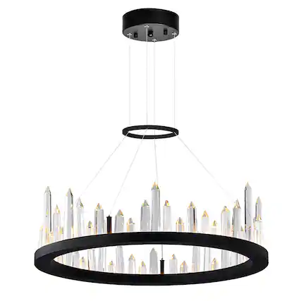 Front. CWI Lighting - Juliette LED Chandelier With Black Finish - Black.