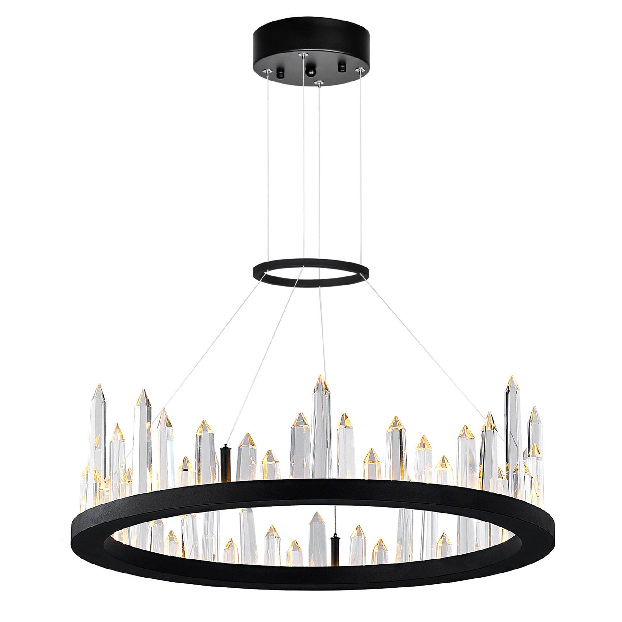 Front. CWI Lighting - Juliette LED Chandelier With Black Finish - Black.