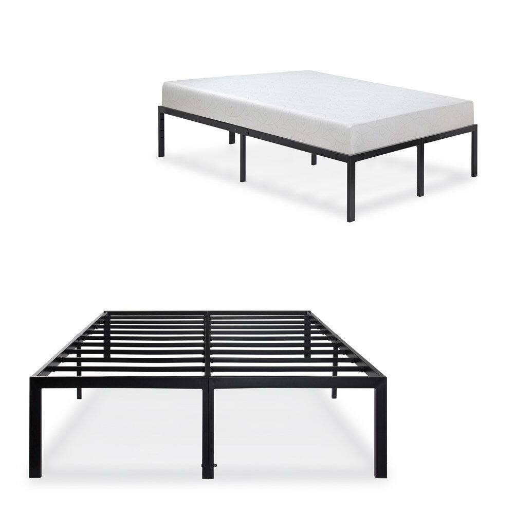 Angle. Hivvago - Full size Heavy Duty Black Metal Platform Bed Frame - Black.