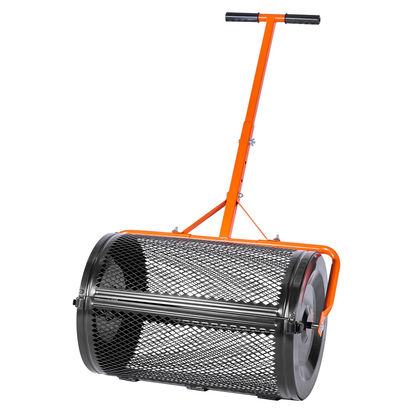 Alt View 5. VEVOR - Compost Spreader, 24 in Wide Peat Moss Spreader with T Shaped Handle, 3 Heights Adjustable, Powder-Coated Steel Garden - Black;Orange.