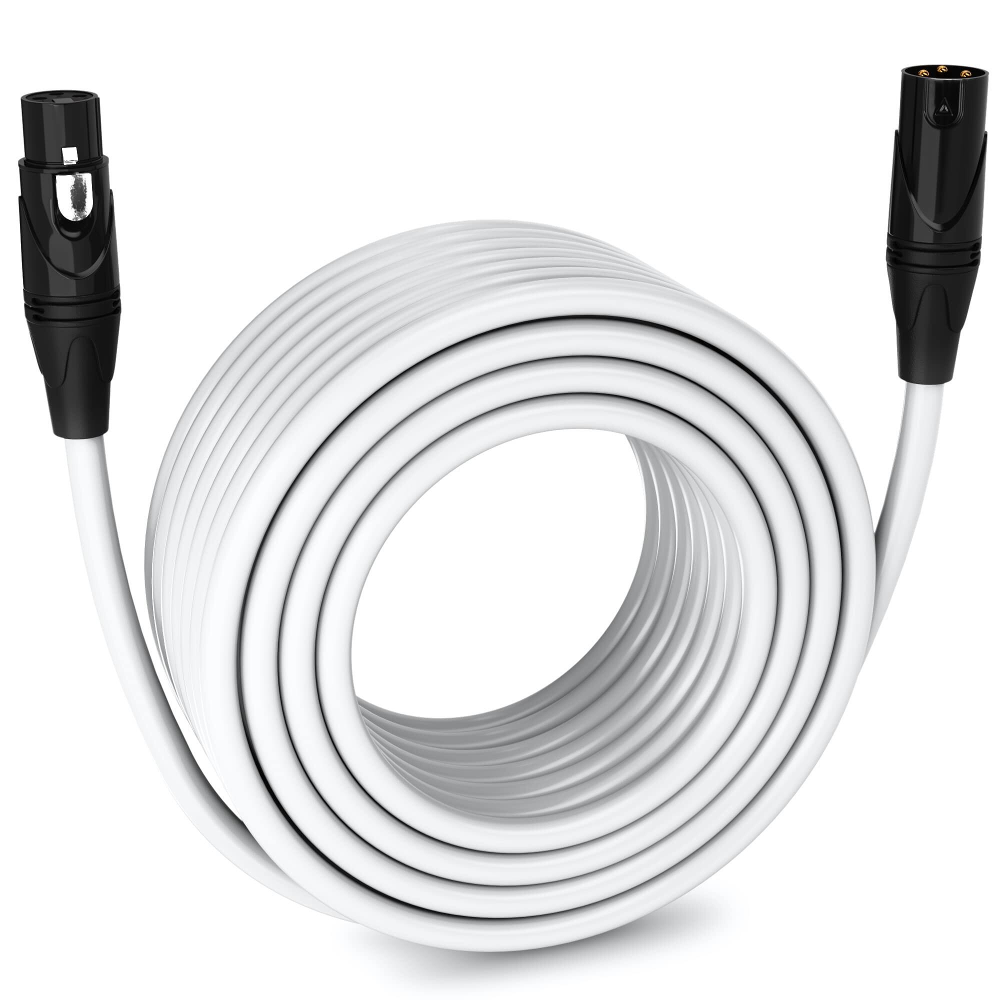 Front. Lyxpro - 150 ft Balanced XLR Cable, Male to Female, 3 Pin Microphone Cable - White - White.