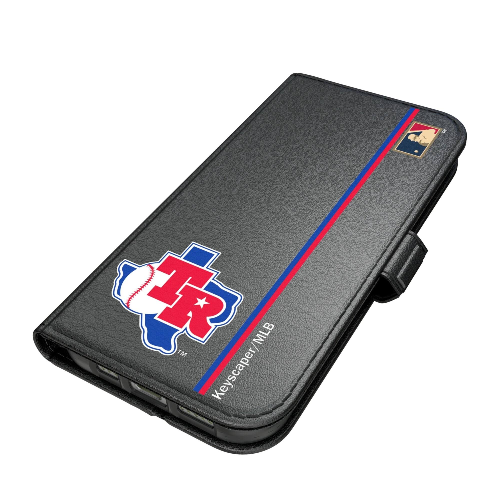 Alt View 1. Keyscaper - Texas Rangers iPhone Folio 2.0 Case - 17 Pro - Black.