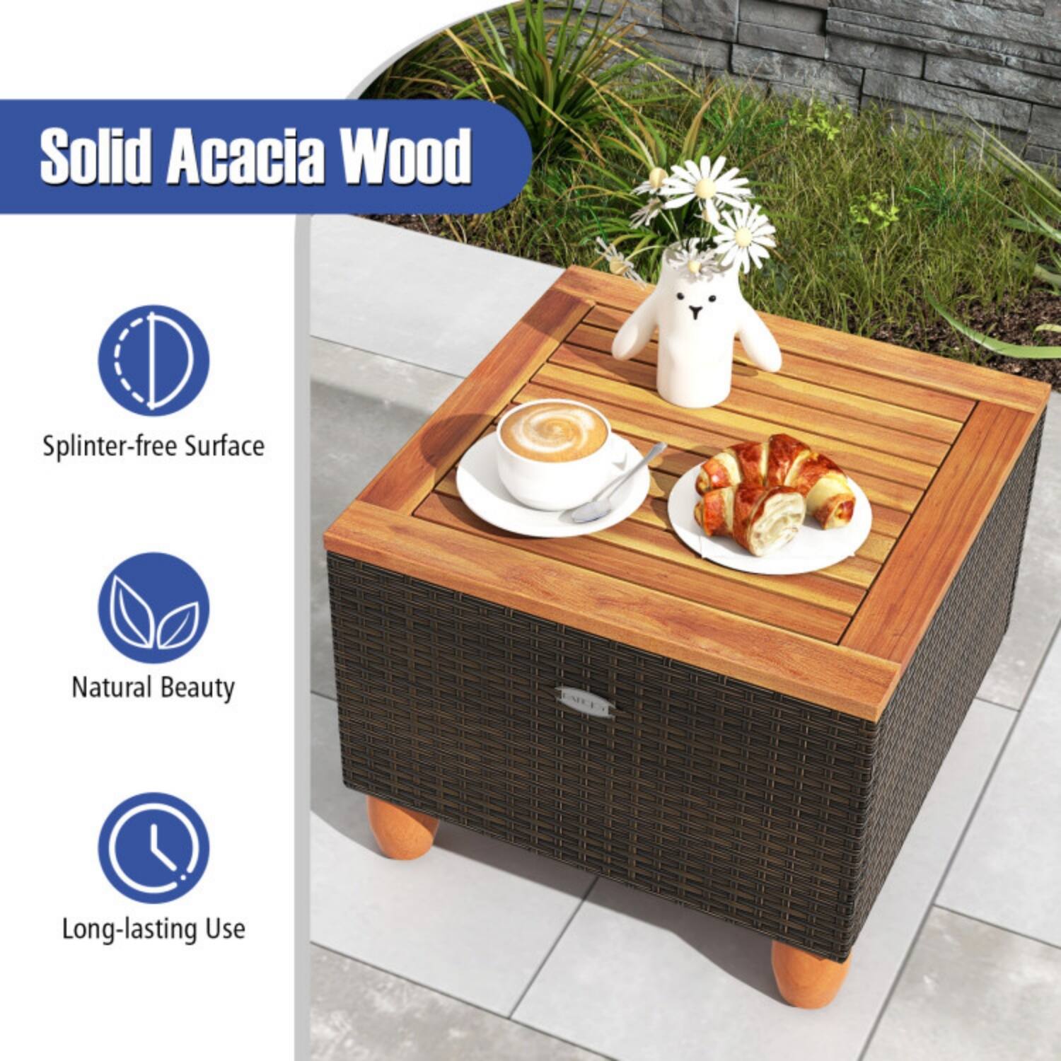 Solid Acacia Wood  
- Splinter-free Surface  
- Natural Beauty  
- Long-lasting Use