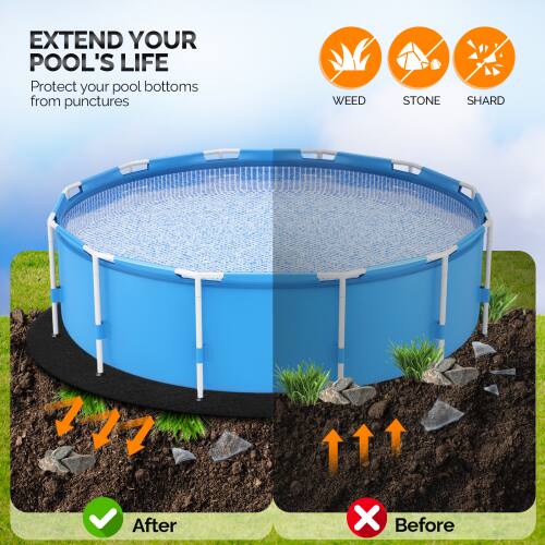 EXTEND YOUR POOL'S LIFE  
Protect your pool bottoms from punctures  

WEED  
STONE  
SHARD  

After  
Before
