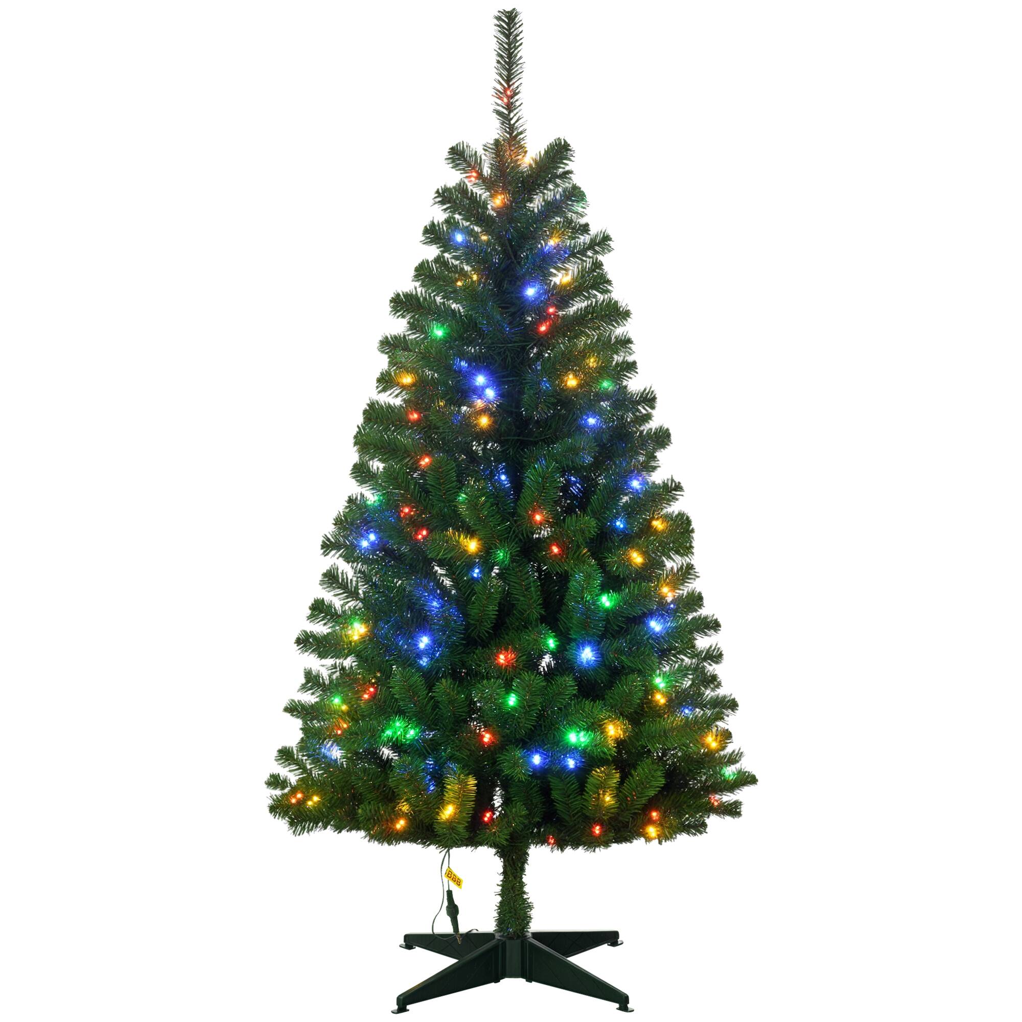 Front. Homcom - Prelit Artificial Christmas Tree, 365 Branches, 152 Warm White or Colorful LEDs, Auto Open - green.