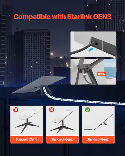 GEEKERA Starlink Gen 3-kabelverlenging (30 m), Star Link waterdichte GEEKERA Starlink Gen 3-kabelverlenging (30 m), Star Link waterdichte